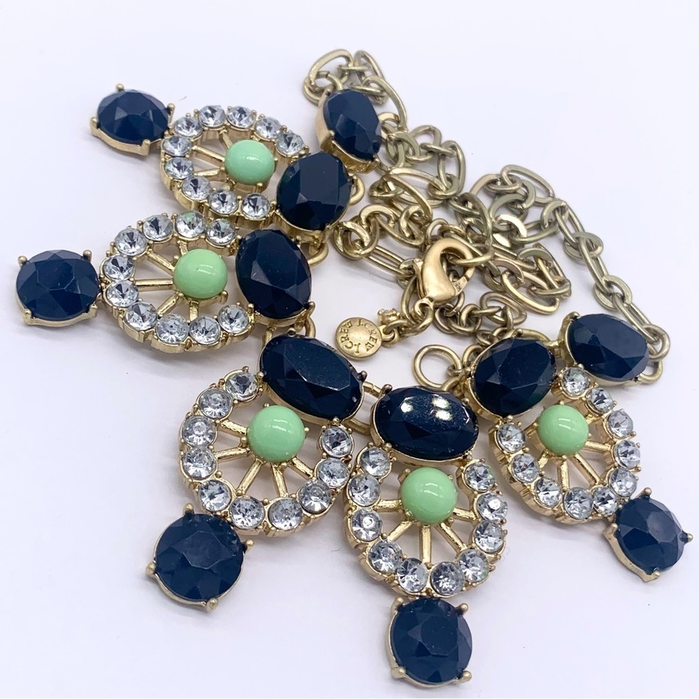 J. Crew Green and Navy Jeweled Necklace